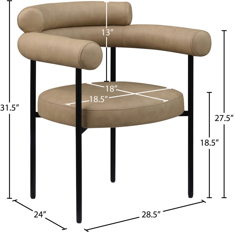 Meridian Furniture Blake Tan Vegan Leather Dining Chair, Set of 2