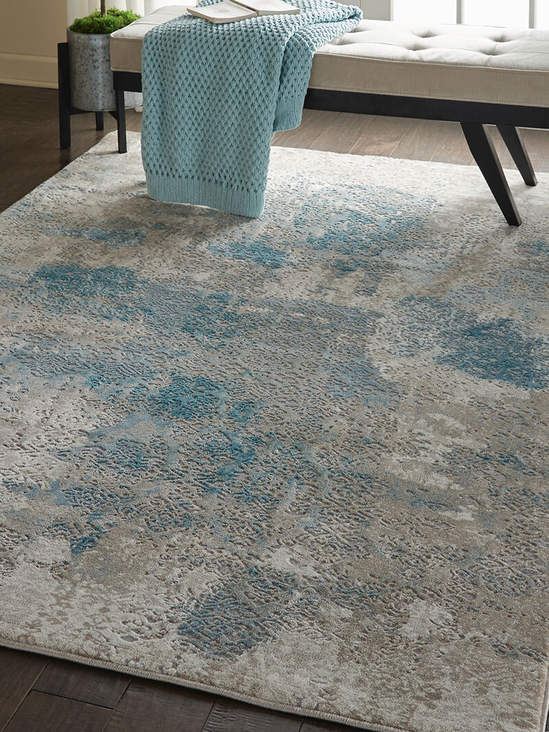 Karma KRM07 Ivory/Light Blue 3'9" x 5'9" Rug