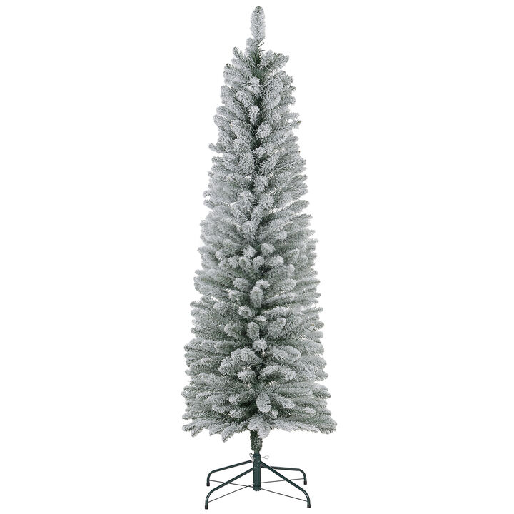 BreeBe 6ft Artificial Pencil Christmas Tree with Metal Base
