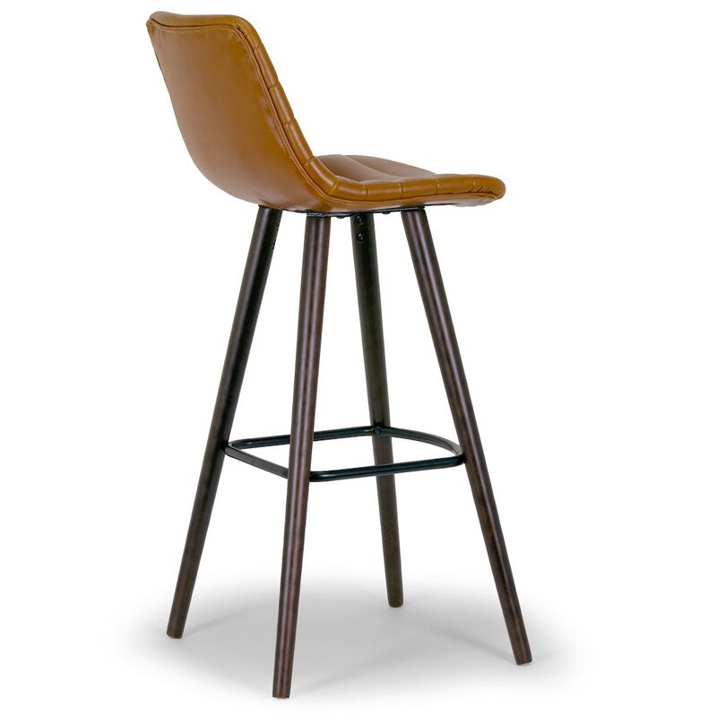 Glamour Home Set of 2 Alden Caramel Brown Bar Stool with Beech Legs