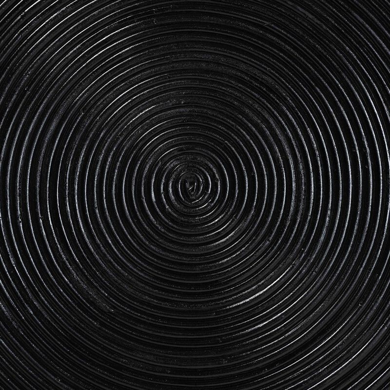 bali & pari Tokyo Laminated Natural Rattan Side Table –  Hourglass Accent Table with Modern Sculptural Design, Boho Chic Style for Living Room or Bedroom, Black