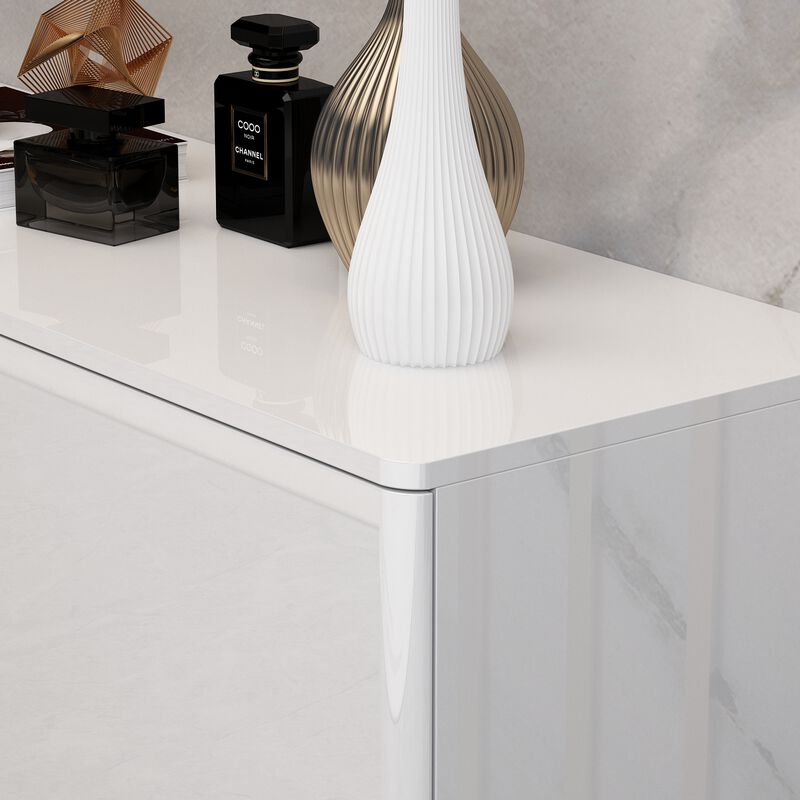 70.8 in. W x 14.5 in. D x17.3 in. H, White Smooth Finished Wooden Table up to 75 in. with 4-Drawers and 1 Shelf