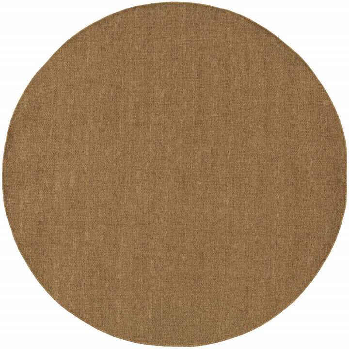 HomeRoots Round Stain Resistant Indoor Outdoor Power Loomed Area Rug