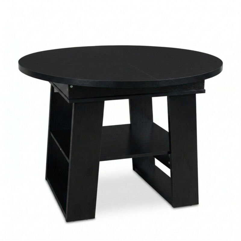 Kibwex H‑Shaped Base Extendable Round Dining Table image number 0