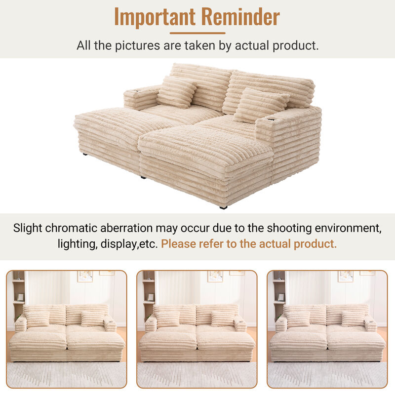 Oversized Chaise Sofa Loveseats image number 6
