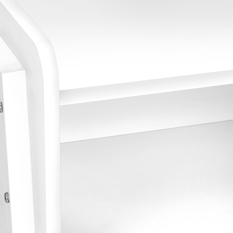 Monarch Specialties I 3594 Accent Table, Side, End, Nightstand, Lamp, Living Room, Bedroom, Metal, Laminate, White, Contemporary, Modern