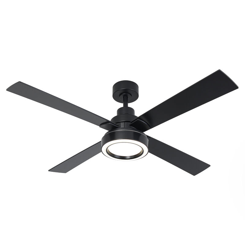 52 in. Smart Integrated LED Matte Black Ceiling Fan with APP Control and Remote