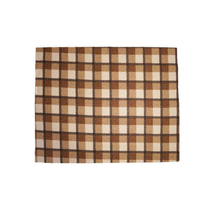 Fabric Faux Sherpa Throw, Brown Plaid