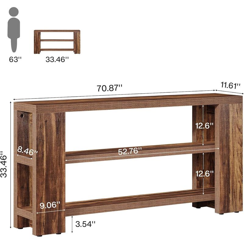 Tribesigns Modern 3-Tier Wood Console Table image number 4