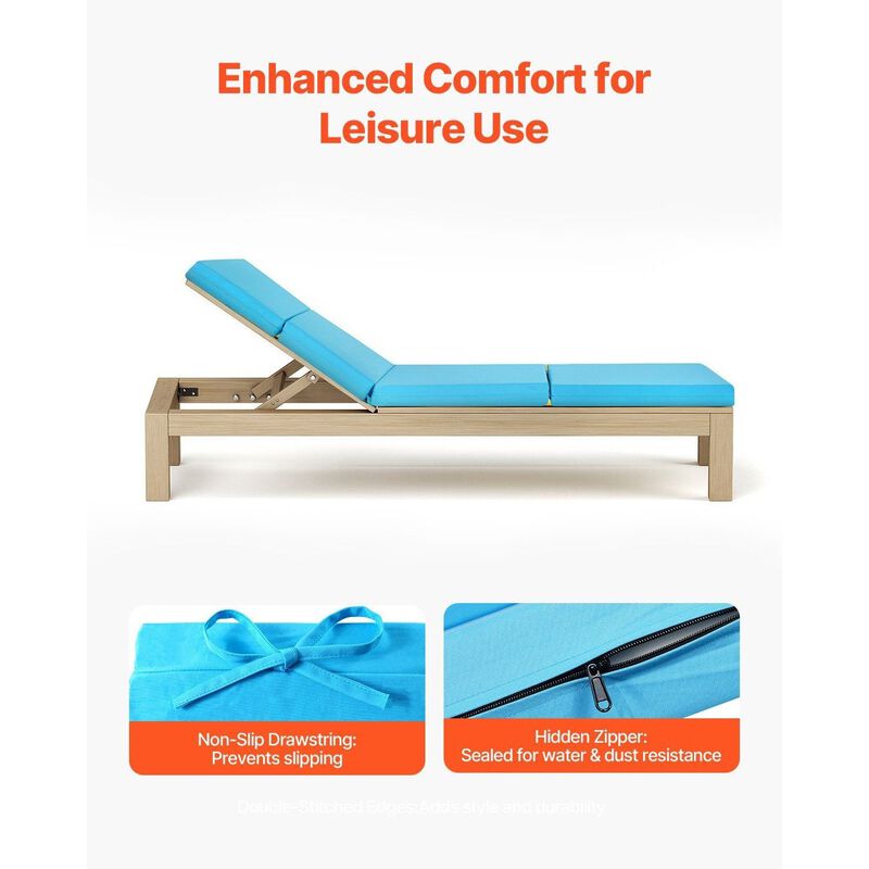 Set of 2 Outdoor Chaise Lounge Cushions, Waterproof & Fade-Resistant, Thick Pads image number 6
