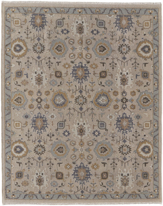 HomeRoots Wool Oriental Hand Knotted Area Rug With Fringe