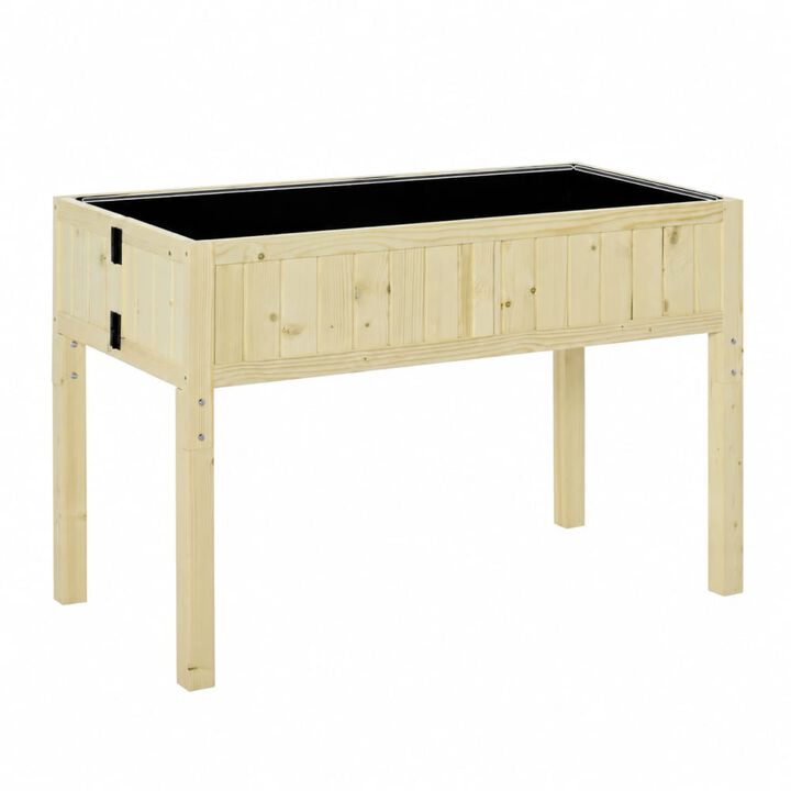 WOW PIONEER Elevated Fir Wood Raised Garden Bed Folding Planter Box with Drain Holes for Patio Balcony Flower Vegetable Growing