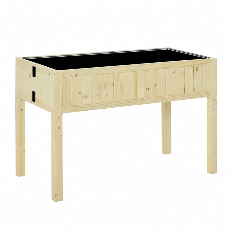 WOW PIONEER Elevated Fir Wood Raised Garden Bed Folding Planter Box with Drain Holes for Patio Balcony Flower Vegetable Growing image number 0