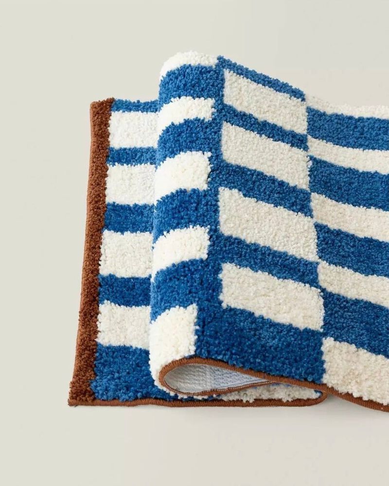 Ultra Soft Retro Checker Bath Rug, Absorbent, Anti-slippery Mat