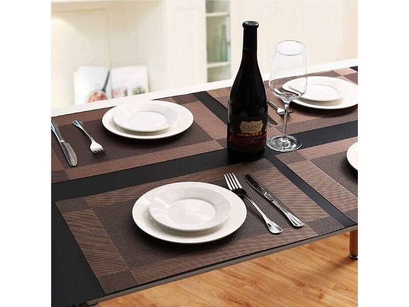 Placemats, Washable Table Mats, Woven Vinyl Placemat for Dining Table Place Mats Set image number 2