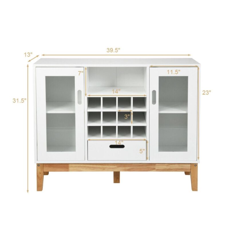 Hivvago Wood Wine Storage Cabinet Sideboard Console Buffet Server-White