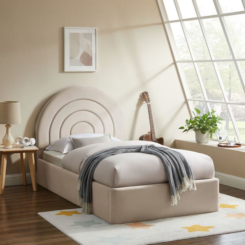 Solana Arched Performance Velvet Twin Platform Bed image number 7