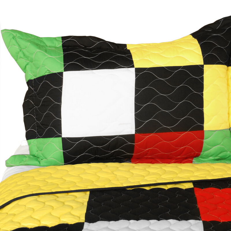 Vermicelli Quilted Patchwork Bedding Set Queen Size Forever Decorative Design image number 4
