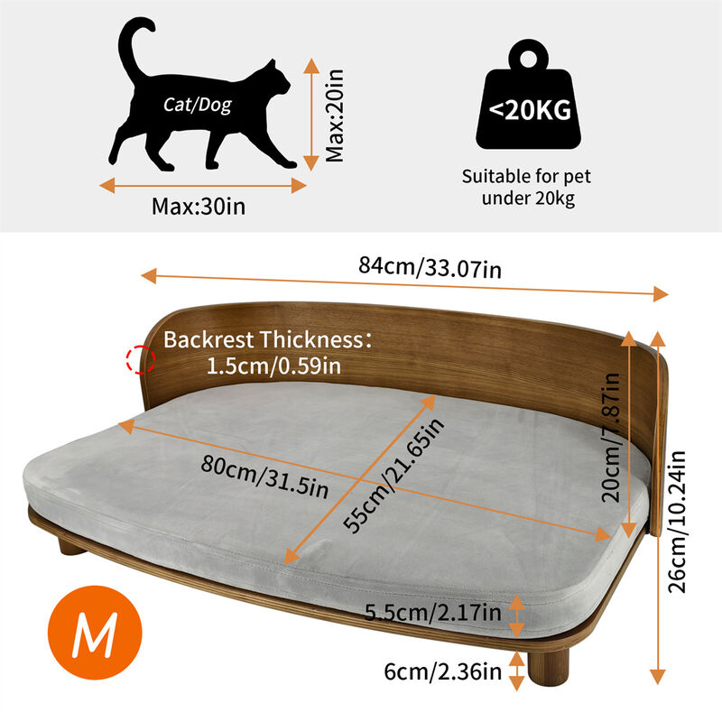 Elevated Raised Cat & Dog Sofa Bed Breathable Puppy Bed w/ Removable Cover image number 4