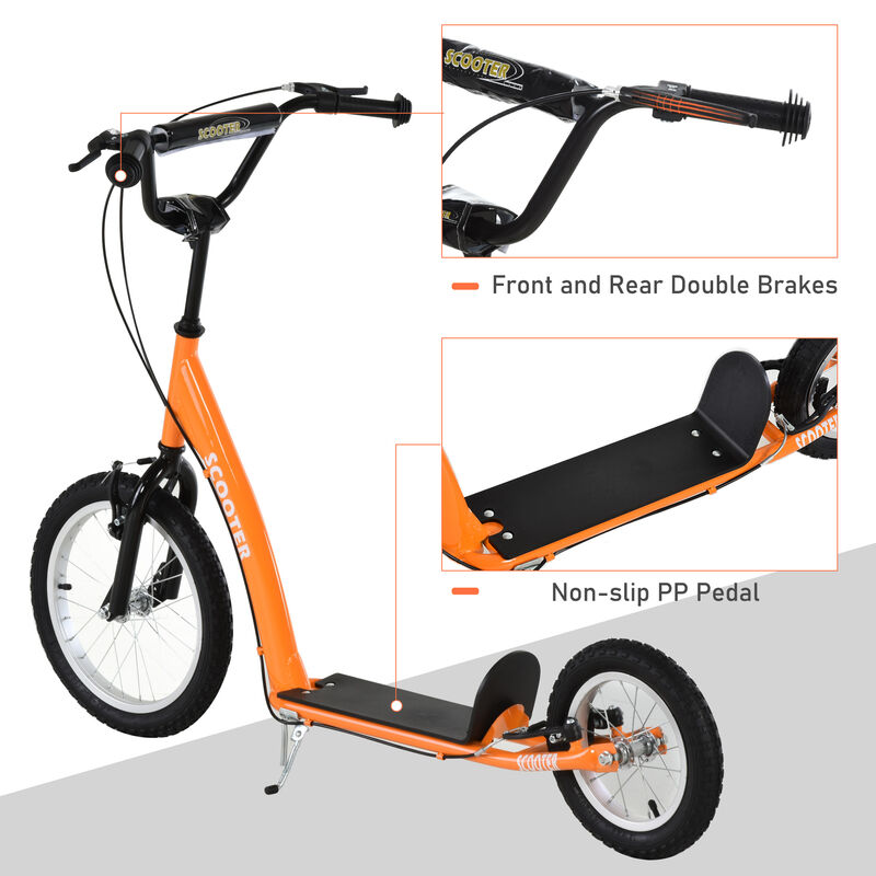 BreeBe Youth Scooter Kick Scooter with Adjustable Handlebar 16" Front and 12" Rear Dual Brakes Inflatable Wheels image number 3