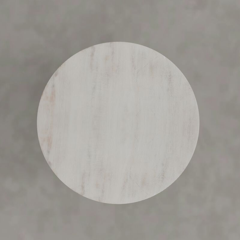 Robbie 16 inch Wide Solid Mango Wood Accent Table, Distressed Aged White image number 3