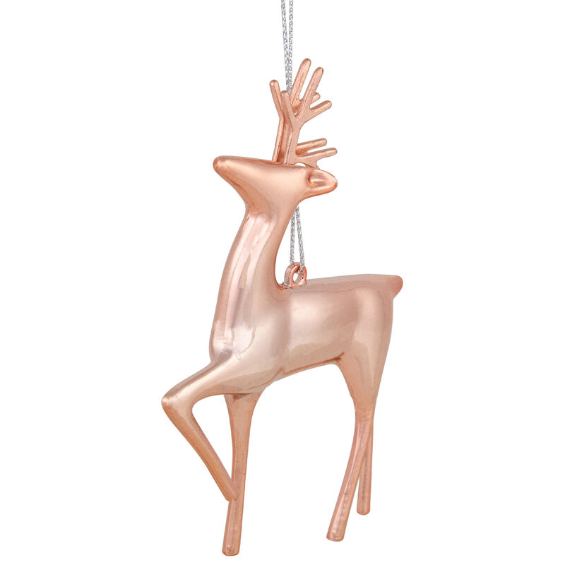 4.75" Shiny Rose Gold Reindeer Christmas Tree Ornament image number 4