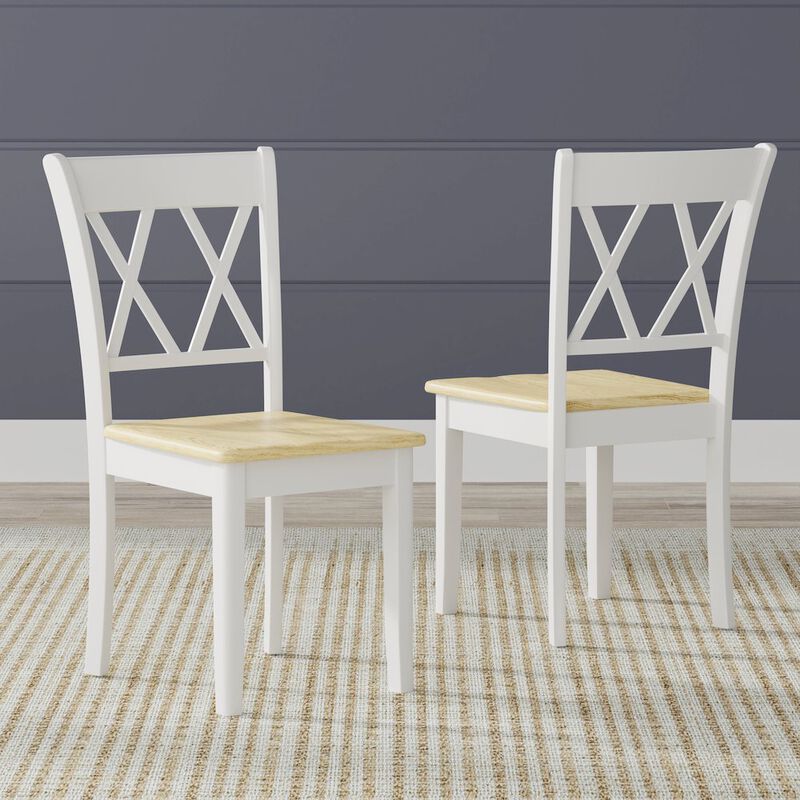 Rize Home Double X-Bck Dining Chairs (2) White Natural image number 1