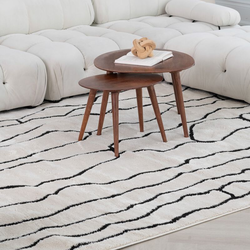 Rug Branch Aida Modern Abstract Cream Black Indoor Area Rug
