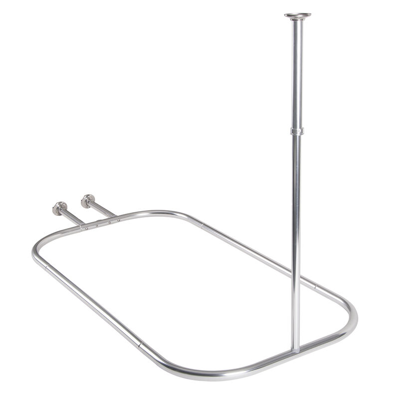 Utopia Alley Rustproof Aluminum Hoop Oval Shower Rod With Ceiling Support for Free Standing Clawfoot Tub, 64 Inch Extra Large Size by 26 Inch + Shower Curtain 180x70 inch image number 4