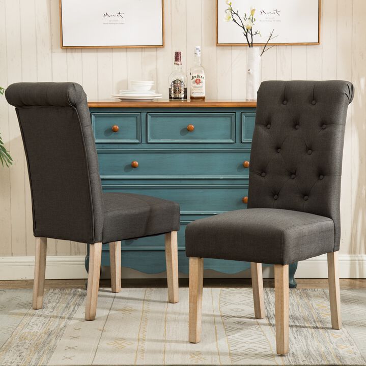 Merax Habit Solid Wood Tufted Parsons Dining Chair Set of 2