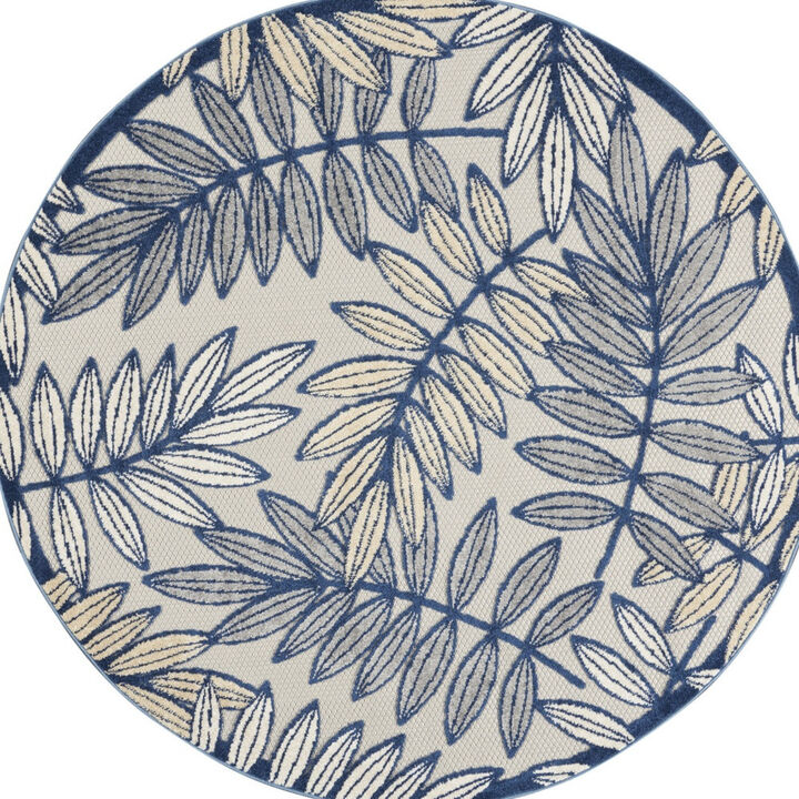 HomeRoots Botanical Leaves Indoor Outdoor Area Rug