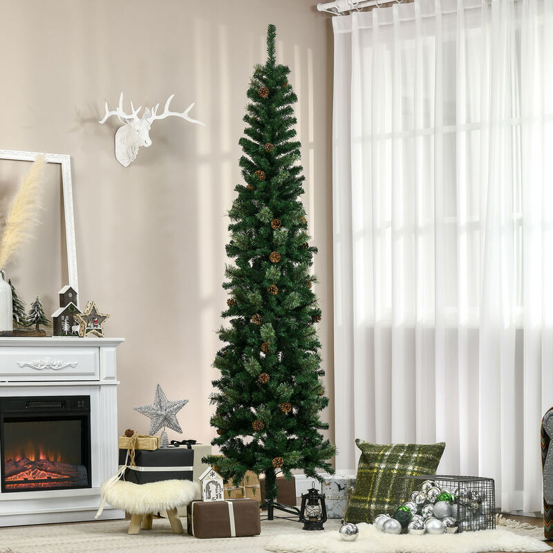 BreeBe 7.5FT Artificial Christmas Tree with Metal Base and Realistic Branches image number 7