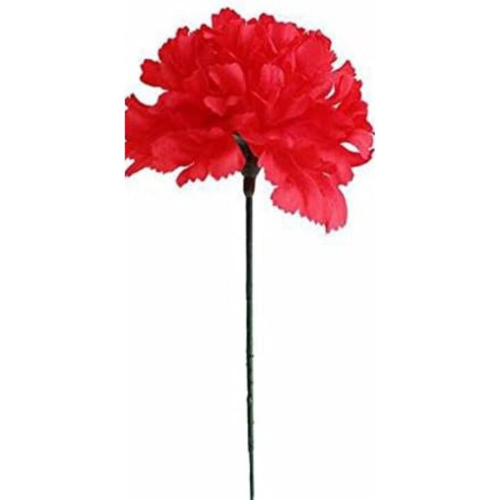 Red Silk Carnation Picks, Artificial Flowers for Weddings, Decorations, DIY Decor, 100 Count Bulk, 3.5" Carnation Heads with 5" Stems