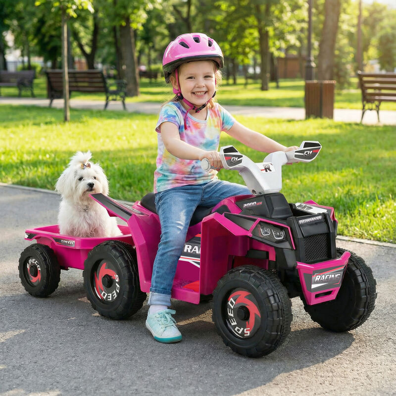 Kids 6V Ride On ATV Quad Car with Detachable Trailer for Outdoor Play image number 4