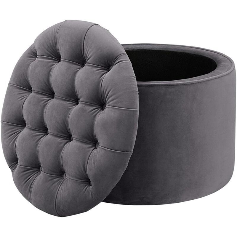 Tov Furniture Queen Grey Velvet Storage Ottoman image number 4
