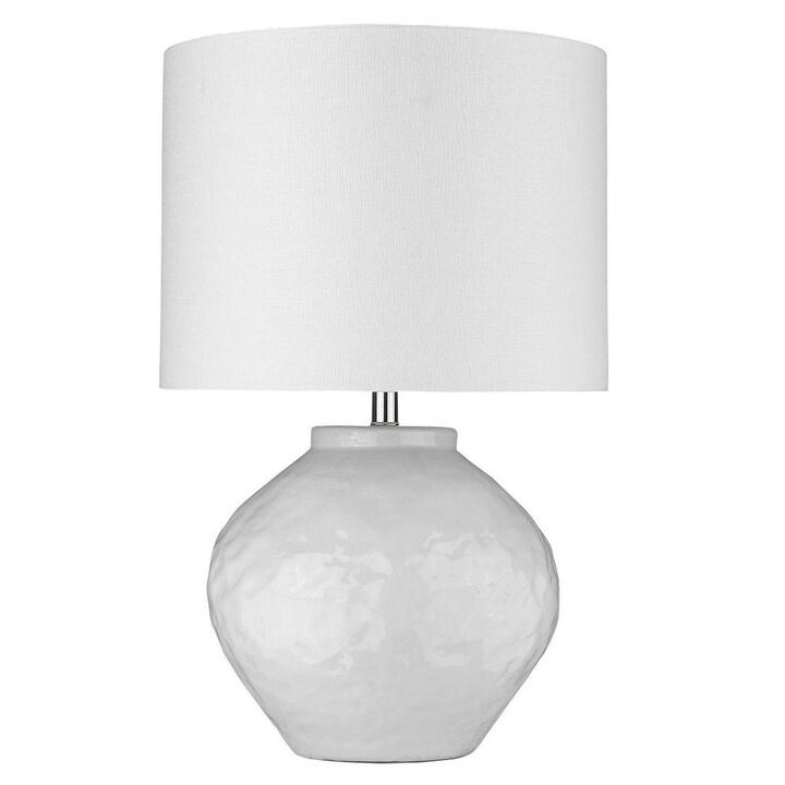 Hivvago 26" White Ceramic Table Lamp With White Drum Shade