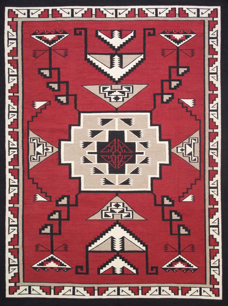 Pasargad Home Tuscany Geometric 100% Wool Red/Black Area Rug- 8' 1'' X 9' 9'' image number 0