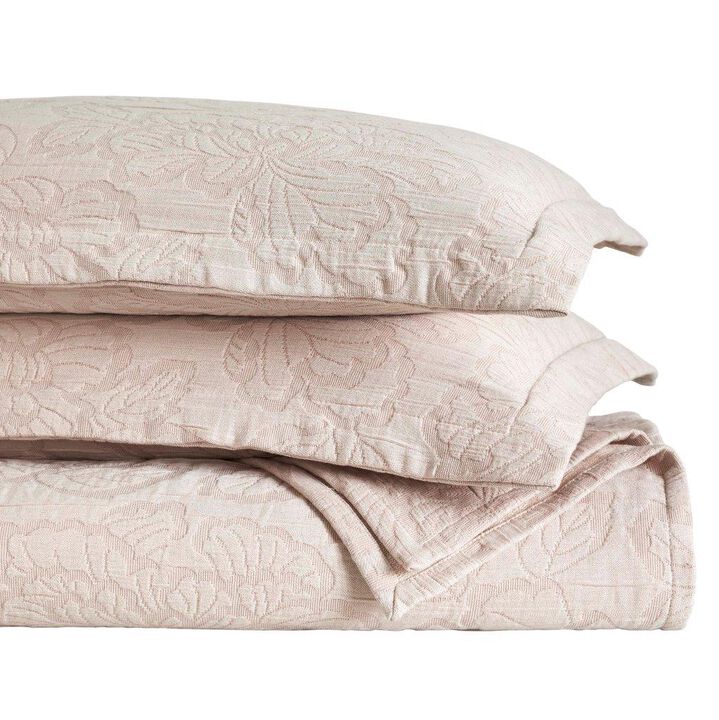 3-Piece Cotton Matelasse Bedspread Set with Floral Design