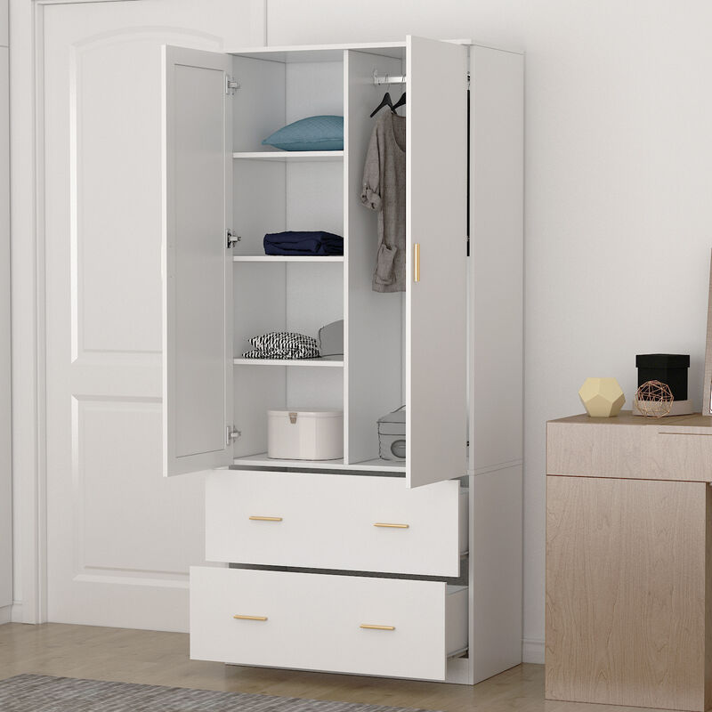 FUFU&GAGA Wardrobe with Full-Length Mirror, PB Particleboard & Paper Laminate (31.5" W x 72" H x 18.9" D)