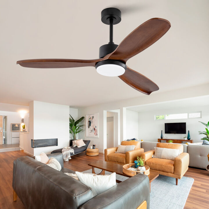 ELEMENT ACE 52 Inch 3 Blade Ceiling Fan with Dimmable LED Lights, Quiet DC Motor, Remote Control, Ideal for Indoor Outdoor Patio Living Room Bedroom Office