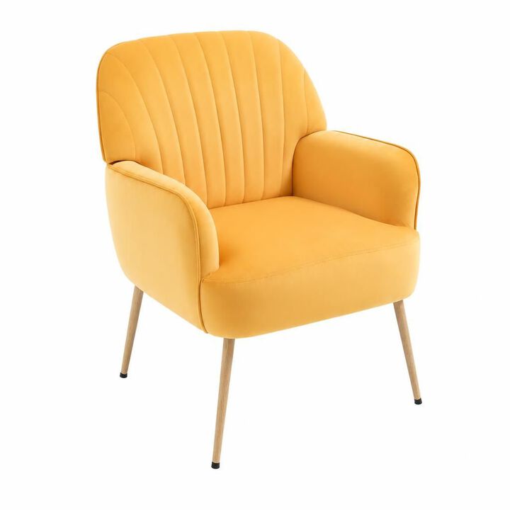 GOODSILO Velvet Upholstered Modern Accent Armchair, Comfortable Single Seating Chair for Living Room Bedroom Office Cafe and Waiting Room