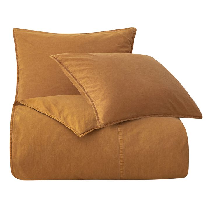 Stonewashed Terracotta Cotton Canvas King Duvet Cover Set