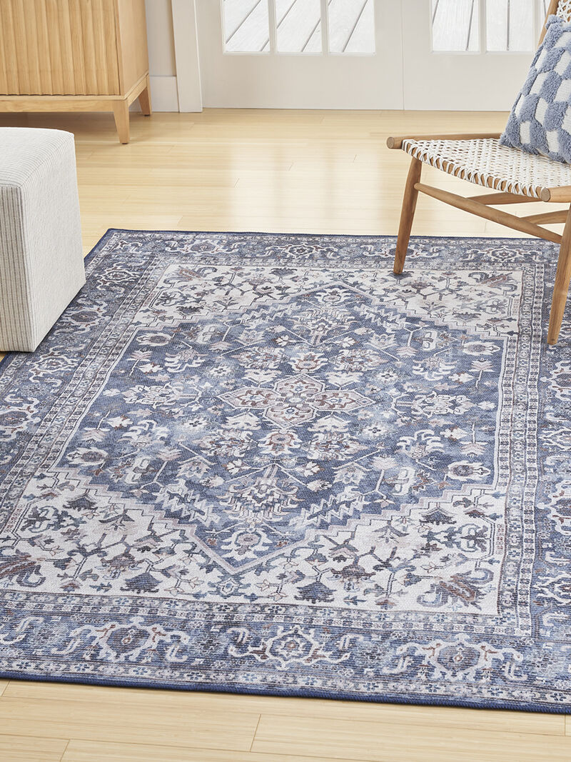 Machine Washable Series 1 SR104 Navy/Ivory 6' x 9' Rug