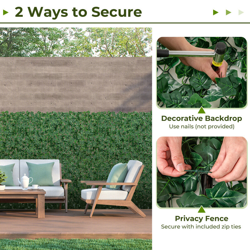 120" x 40" Artificial Ivy Privacy Fence for Outdoor Garden and Balcony Decor