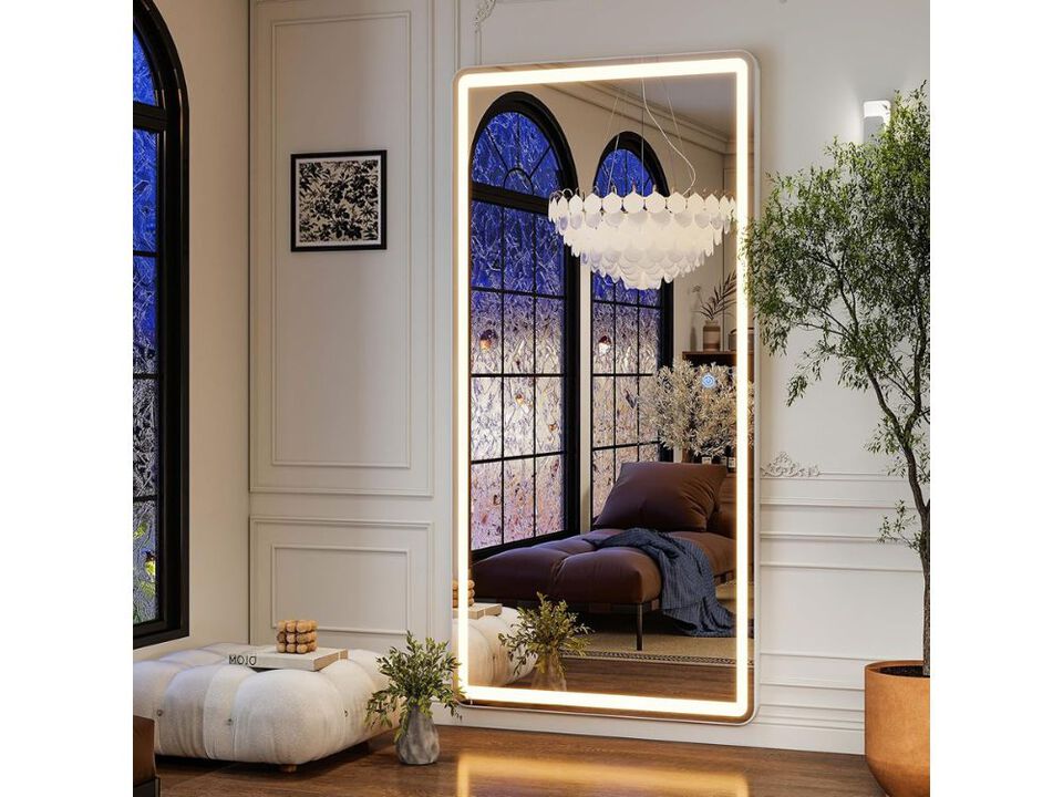 71x32 Inch LED Full Length Floor Mirror White