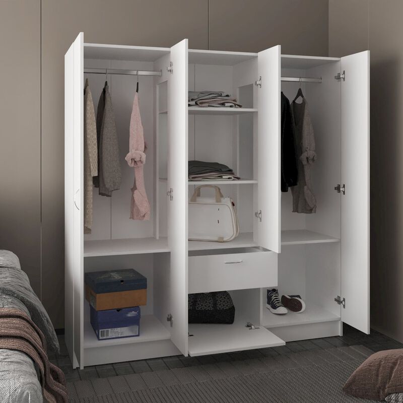Tuhome Mitu six Doors Armoire White MDF image number 5