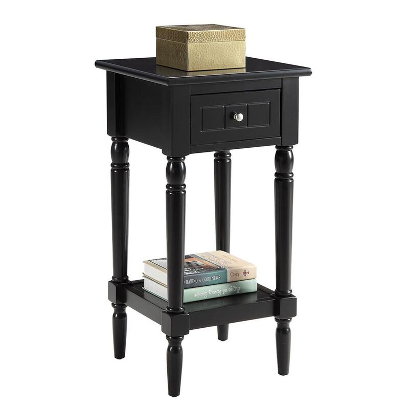 Convience Concept, Inc. French Country Khloe 1 Drawer Accent Table with Shelf Black image number 2