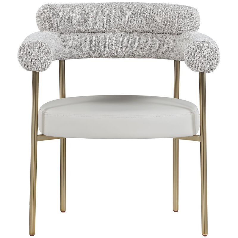 Meridian Furniture Blake Taupe Vegan Leather / Boucle Fabric Dining Chair, Set of 2