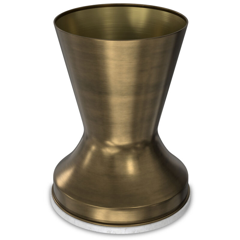 Raquel Modern Contemporary 14 inch Wide Metal Side Table in White / Antique Brass, Fully Assembled