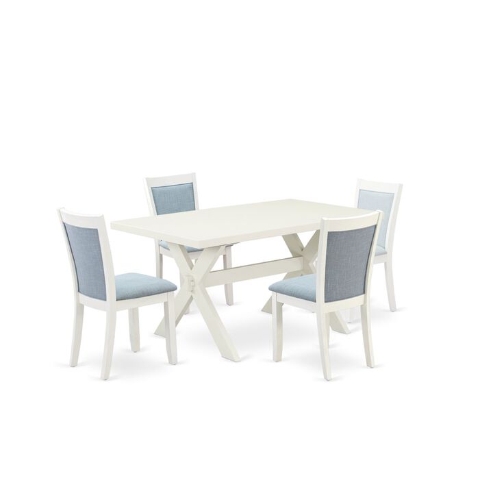 East West Furniture X026MZ015-5 5Pc Kitchen Set - Rectangular Table and 4 Parson Chairs - Multi-Color Color